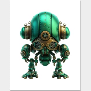 Steampunk Green Robot #1 Posters and Art